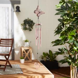 Accent 10017701 Butterfly And Heart Wind Chimes - 31.5 Inches