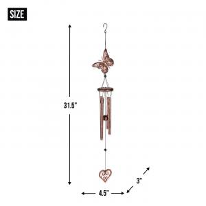 Accent 10017701 Butterfly And Heart Wind Chimes - 31.5 Inches