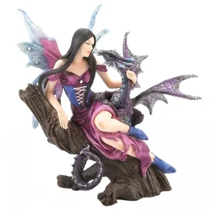 10018839 | Dragon Crest Enchanted Fairy on Log with Dragon