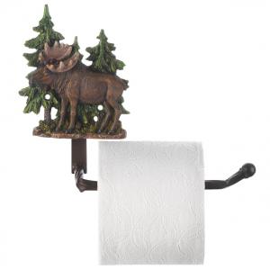 Accent 10019008 Rustic Moose Toilet Paper Holder With Decorative Trees