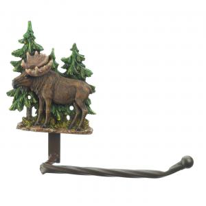 Accent 10019008 Rustic Moose Toilet Paper Holder With Decorative Trees