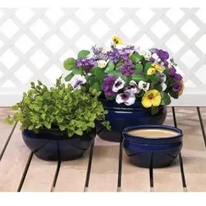 Accent 10017541 Ocean Blue Ceramic Planter Set - Stylish Home Decor