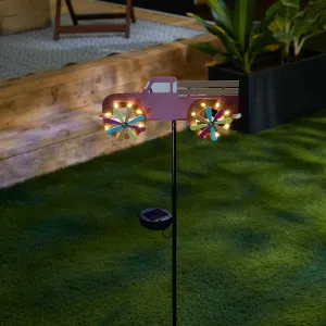 Accent 4506297 Pink Pick-up Truck Solar Lighted Garden Stake