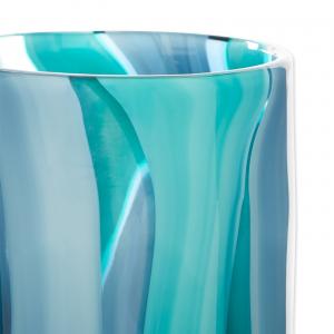 Accent 10019134 Blue Swirls Cylinder Glass Vase - 6.5 Inches