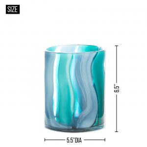 Accent 10019134 Blue Swirls Cylinder Glass Vase - 6.5 Inches