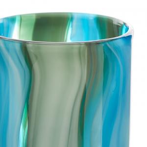 Accent 10019135 Blue Swirls Cylinder Glass Vase - 10 Inches