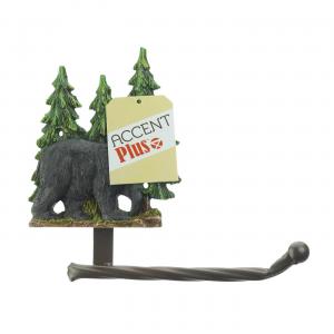 Accent 10019009 Black Bear With Trees Toilet Paper Holder