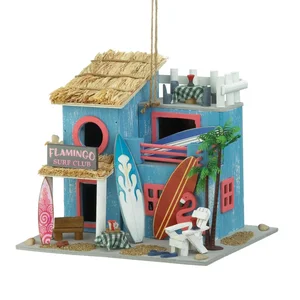 Songbird Valley Flamingo Surf Club Vibrant Birdhouse for