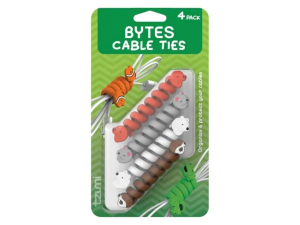 Bulk EC534 Tzumi Cord Byte 4 Pack Animal Cable Ties