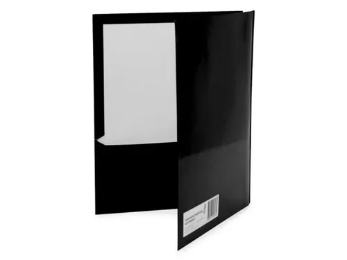 CI123 | Bulk Buys Glossy Black Twin Pocket Folder with