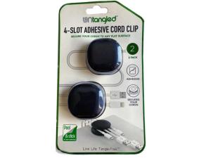 Bulk SC767 Untangled 2 Pack Black 4 Slot Adhesive Button Cord Clip