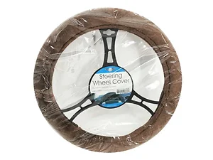 Bulk Buys Comfortable Chocolate Brown Fleece Steering Wheel