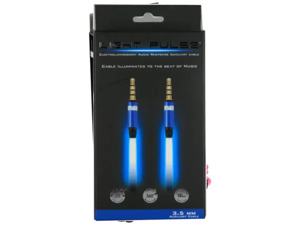 Bulk CR096 Blue Light Up Audio Response Aux Cable