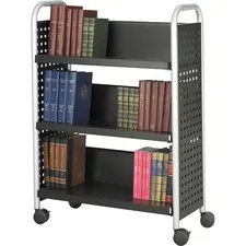 Safco SAF 5336BL Safco Scoot Single Sided Book Cart - 3 Shelf - 4 Cast