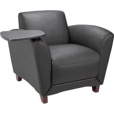 Lorell LLR 68953 Reception Seating Chair With Tablet - Black Leather S