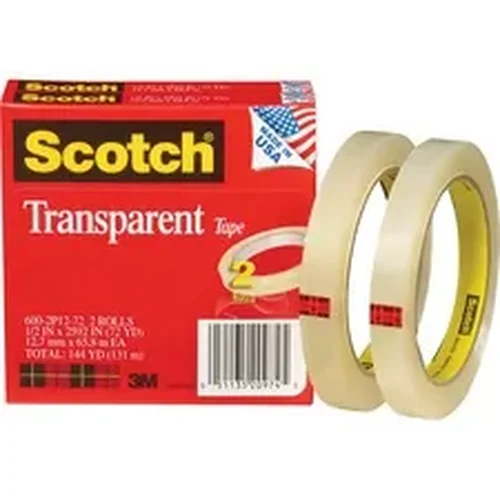 MMM 6002P1272 | 3m Scotch Transparent Tape - 1/2W - 72 yd
