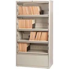 Lorell LLR 43512 Receding Lateral File With Roll Out Shelves - 5-drawe