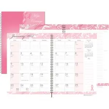 House PAC 5226 Bca Pink Cover Monthly Wirebound Journal - Julian Dates