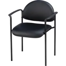 Lorell LLR 69507 Reception Guest Chair - Black Vinyl Seat - Vinyl Back