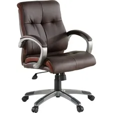 Lorell LLR 62623 Managerial Chair - Brown Leather Seat - 5-star Base -