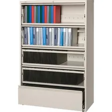 Lorell LLR 43516 Receding Lateral File With Roll Out Shelves - 5-drawe