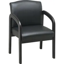 Lorell LLR 60469 Deluxe Faux Guest Chair - Black Faux Leather Seat - E