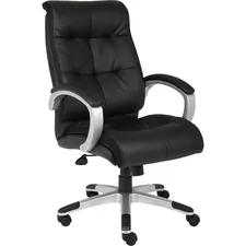 Lorell LLR 62620 Executive Chair - Black Leather Seat - 5-star Base - 