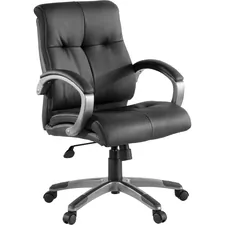 Lorell LLR 62622 Managerial Chair - Black Leather Seat - 5-star Base -