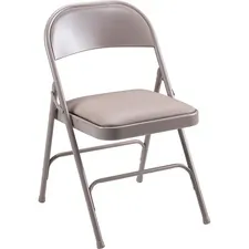 Lorell LLR 62501 Steel Folding Chairs - Beige Vinyl Seat - Beige Steel