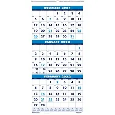 House HOD 3646 3-month Vertical 17 Wall Calendar - Julian Dates - Mont