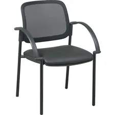 Lorell LLR 60462 Guest Chair - Black Faux Leather Seat - Black - 1 Eac