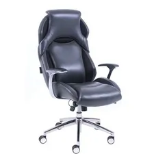 Lorell LLR 49509 Executive High-back Leather Chair - Black Bonded Leat