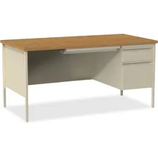 Lorell LLR 66904 Fortress Series Right-pedestal Desk - Oak Laminate Re