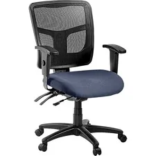 Lorell LLR 86201010 Managerial Mesh Mid-back Chair - Ocean Blue Fabric