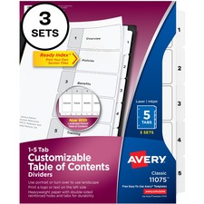 Avery AVE 11075 Averyreg; Customizable Table Of Contents Dividers, Rea