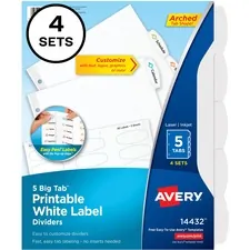 Avery AVE 14432 Averyreg; Big Tab Printable Label Dividers, Easy Peel 