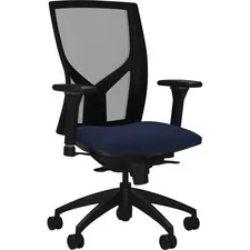 Lorell LLR 83109A204 High-back Mesh Chairs With Fabric Seat - Dark Blu