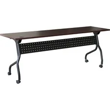 Lorell LLR 59514 Mahogany Flip Top Training Table - Rectangle Top - Fo