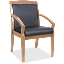 Lorell LLR 20025 Sloping Arms Wood Guest Chair - Black Bonded Leather 