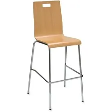 Lorell LLR 99866 Bentwood Cafe Stool - Steel Frame - Natural - Plywood