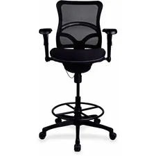 Lorell LLR 20992 Mesh Back Stool - Fabric Seat - Black Plastic Frame -