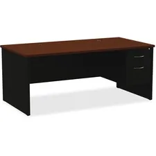 Lorell LLR 79143 Walnut Laminate Commercial Steel Desk Series Pedestal