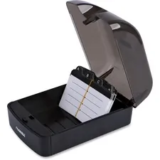 Lorell LLR 01028 Desktop Card File - 350 Card Capacity - Black, Clear