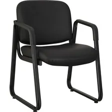 Lorell LLR 84577 Black Leather Guest Chair - Black Leather, Plywood Se