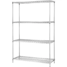 Lorell LLR 84178 Industrial Chrome Wire Shelving Starter Kit - 48 Widt