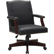 Lorell LLR 68250 Traditional Executive Bonded Leather Chair - Black Bo