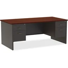 Lorell LLR 79140 Mahogany Laminatecharcoal Modular Desk Series Pedesta