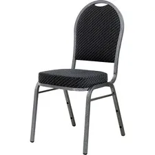 Lorell LLR 62525 Upholstered Textured Fabric Stacking Chairs - Gray Fa