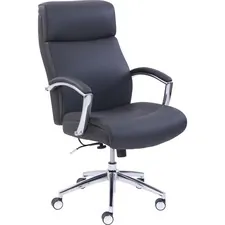 Lorell LLR 49670 Executive Leather High-back Chair - Black Bonded Leat