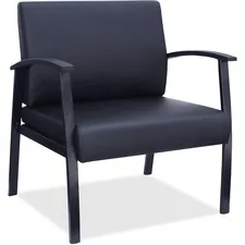 Lorell LLR 68557 Big  Tall Black Leather Guest Chair - Steel Frame - F